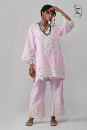 Light Pink Stripe Pattern Co-ord Set - Noor-e-Rang