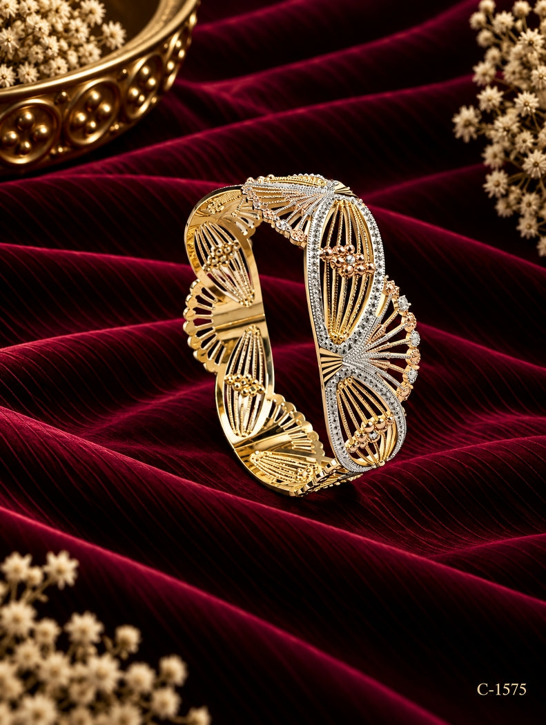Gold Plated Fan Bangles for Women, Festive Jewellery Set