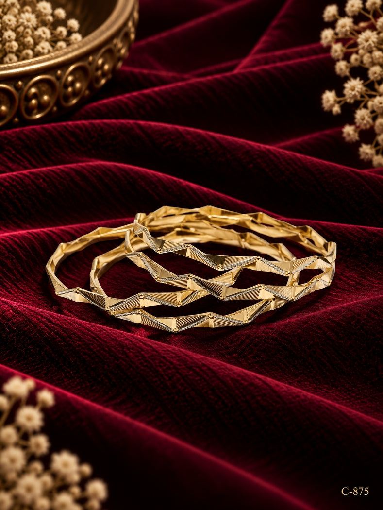 Gold Plated Zigzag Bangles for Women Jewellery Set
