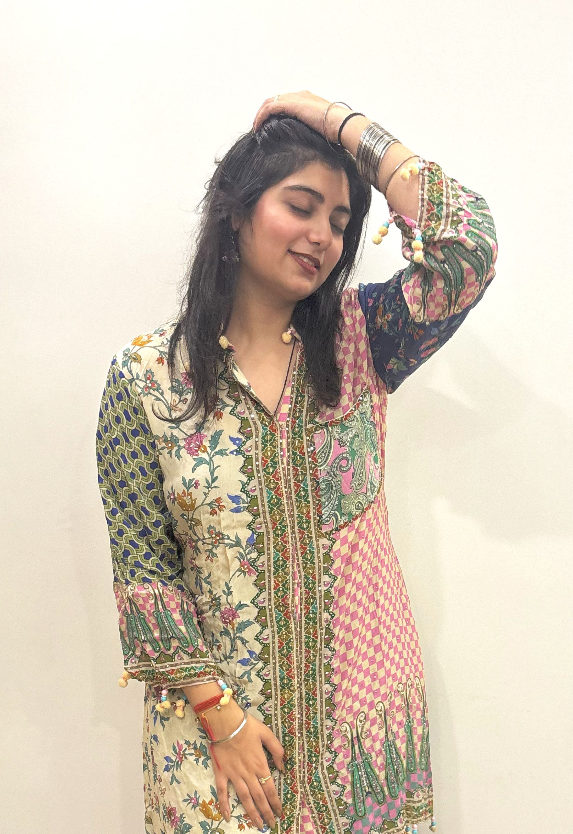 Multicolor Printed Crepe Suit with Modern Ethnic Touch