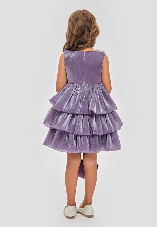 Lavender Shimmer Dress for Girls | Designer Kidswear Outfit