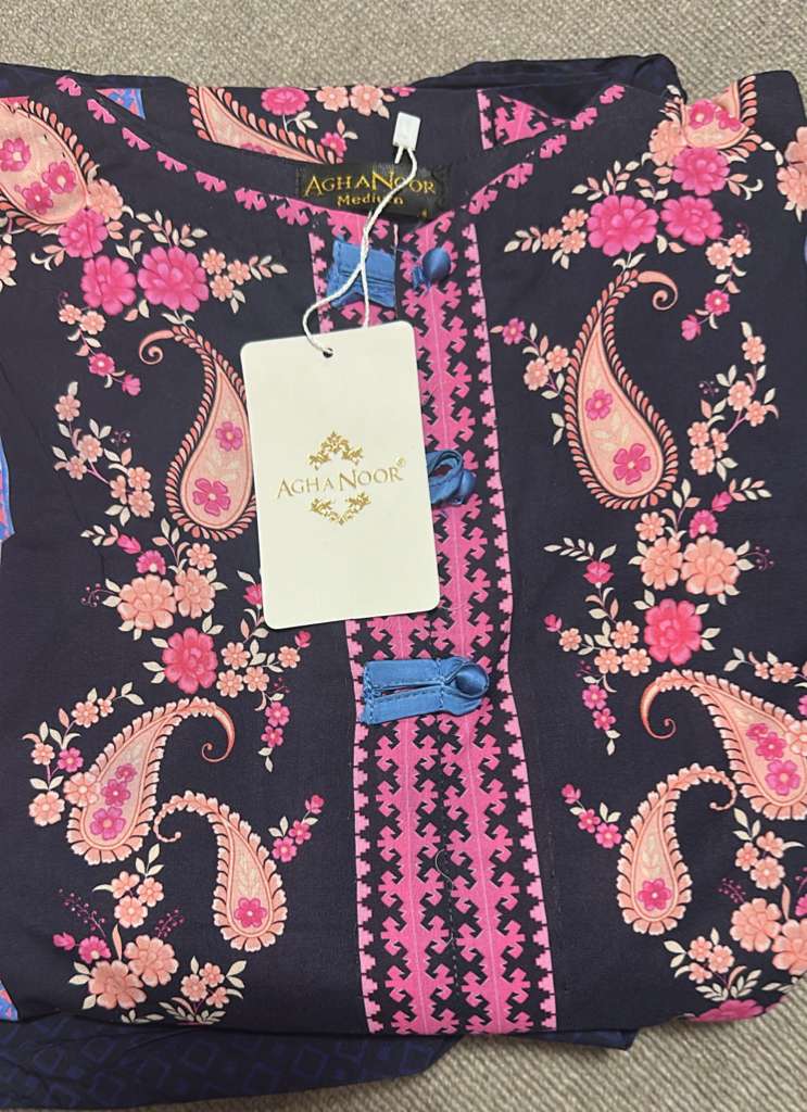 Navy Pink Floral Paisley Viscose Silk Co-ord Set Women