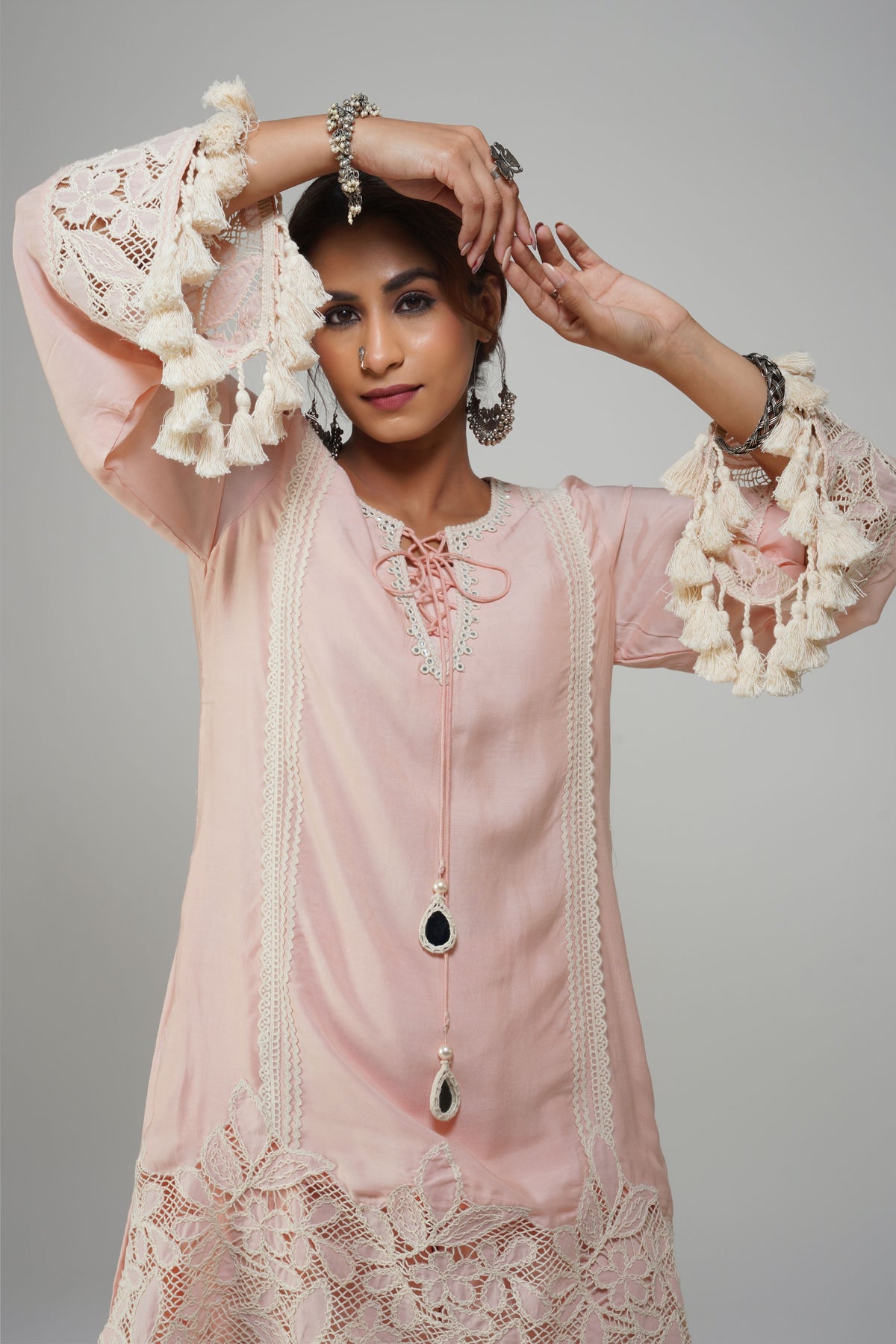 Pastel Pink Cotton Tunic Set - Noor-e-Rang