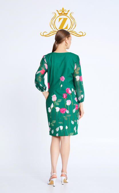 Long Sleeve Midi Viscose Column Plus Size Casual Dress
