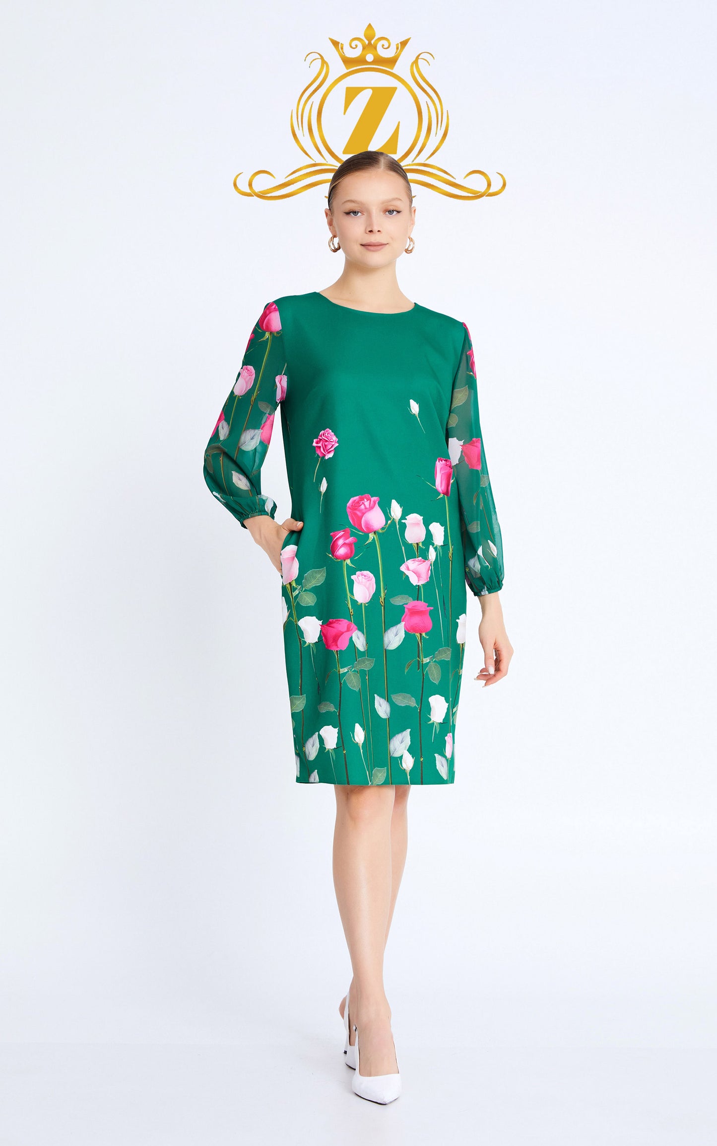 Long Sleeve Midi Viscose Column Plus Size Casual Dress