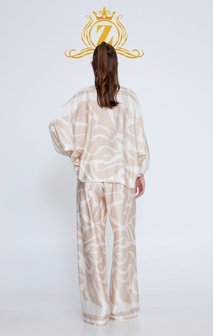 Long Sleeve Patterned Regular Blouse 