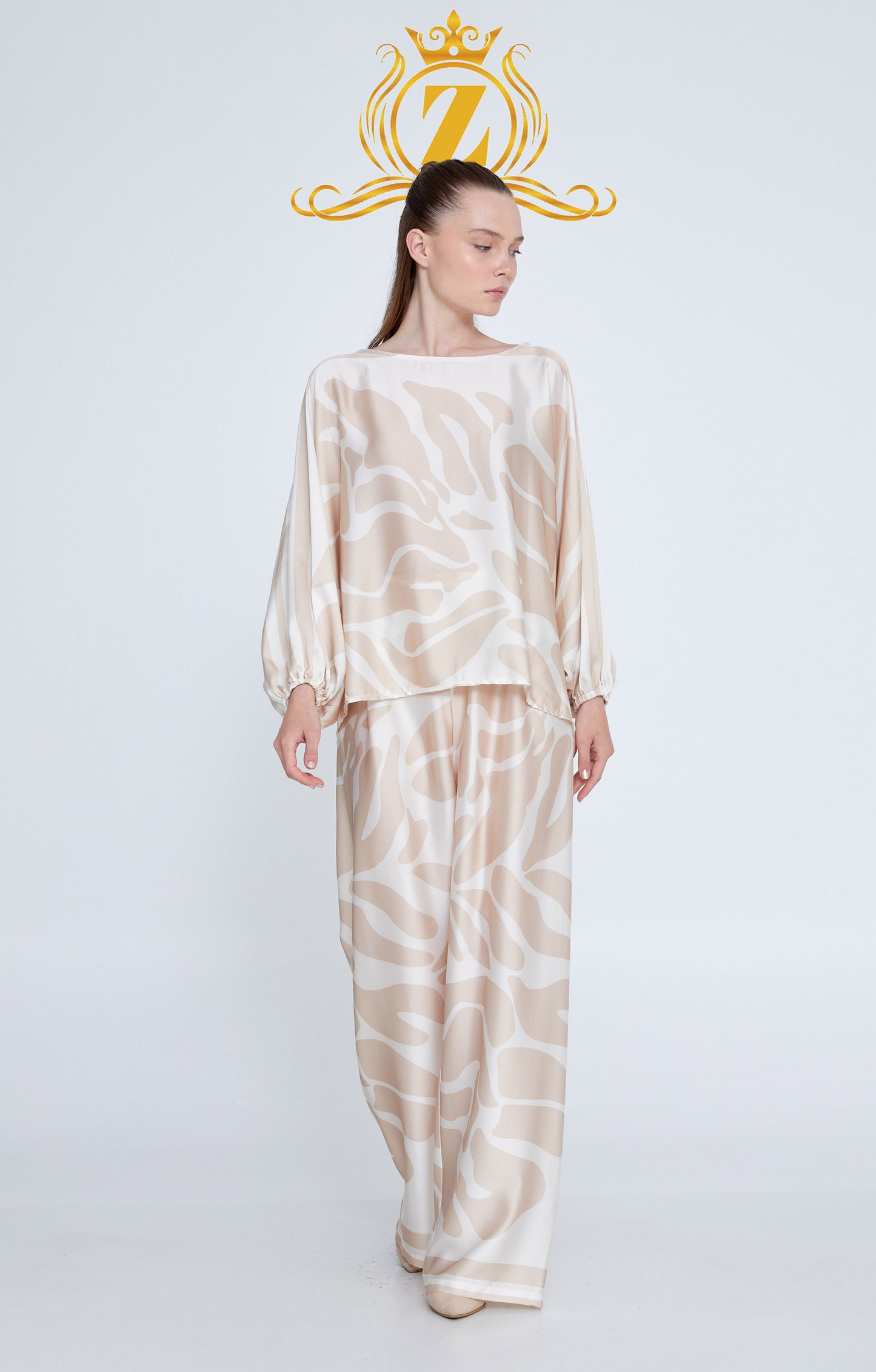 Long Sleeve Patterned Regular Blouse 