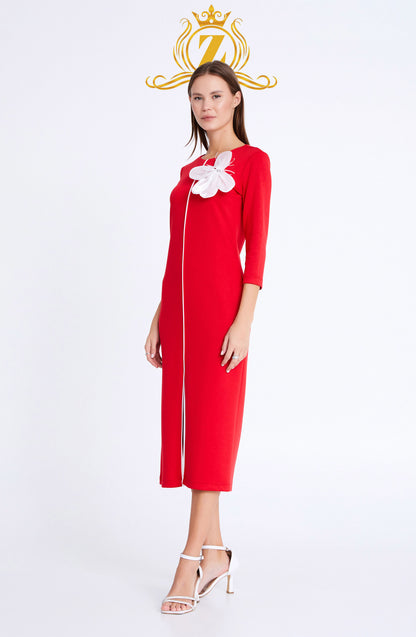 Mid-Length Midi Cotton Column Regular Casual Dress 
