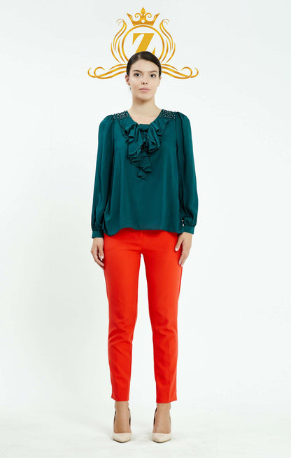 Long Sleeve Solid Color Regular Blouse 