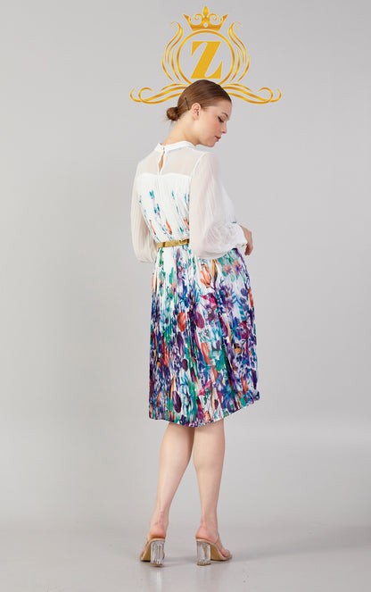 Long Sleeve Midi Chiffon Column Plus Size Casual Dress 