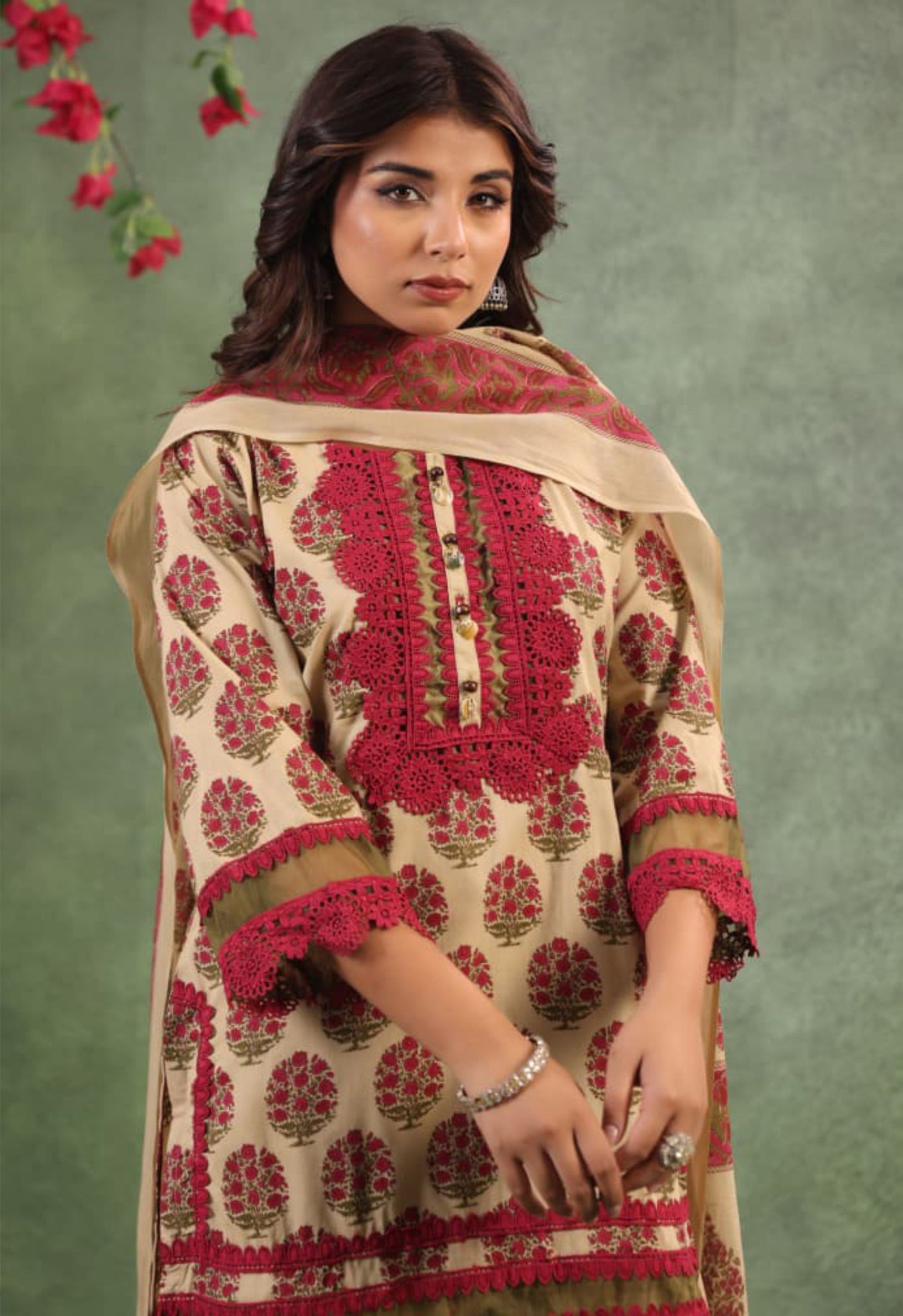 Nazakat Rose Pink Printed Cotton Suit Set with Dupatta for Festive & Ethnic Wear