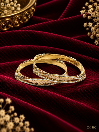 Elegant Gold Plated Floral Bangles with Intricate Detailing Jewellery set