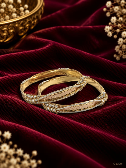 Elegant Gold Plated Floral Bangles with Intricate Detailing Jewellery set