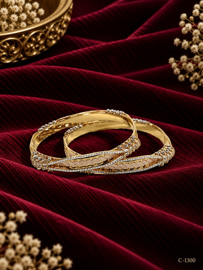 Elegant Gold Plated Floral Bangles with Intricate Detailing Jewellery set