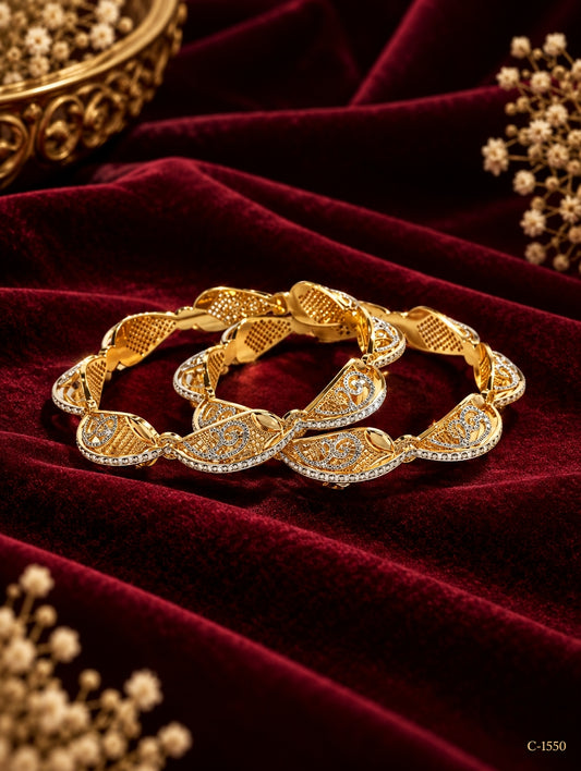 Gold Plated Traditional Bangles with Intricate Detailing Jewellery Set