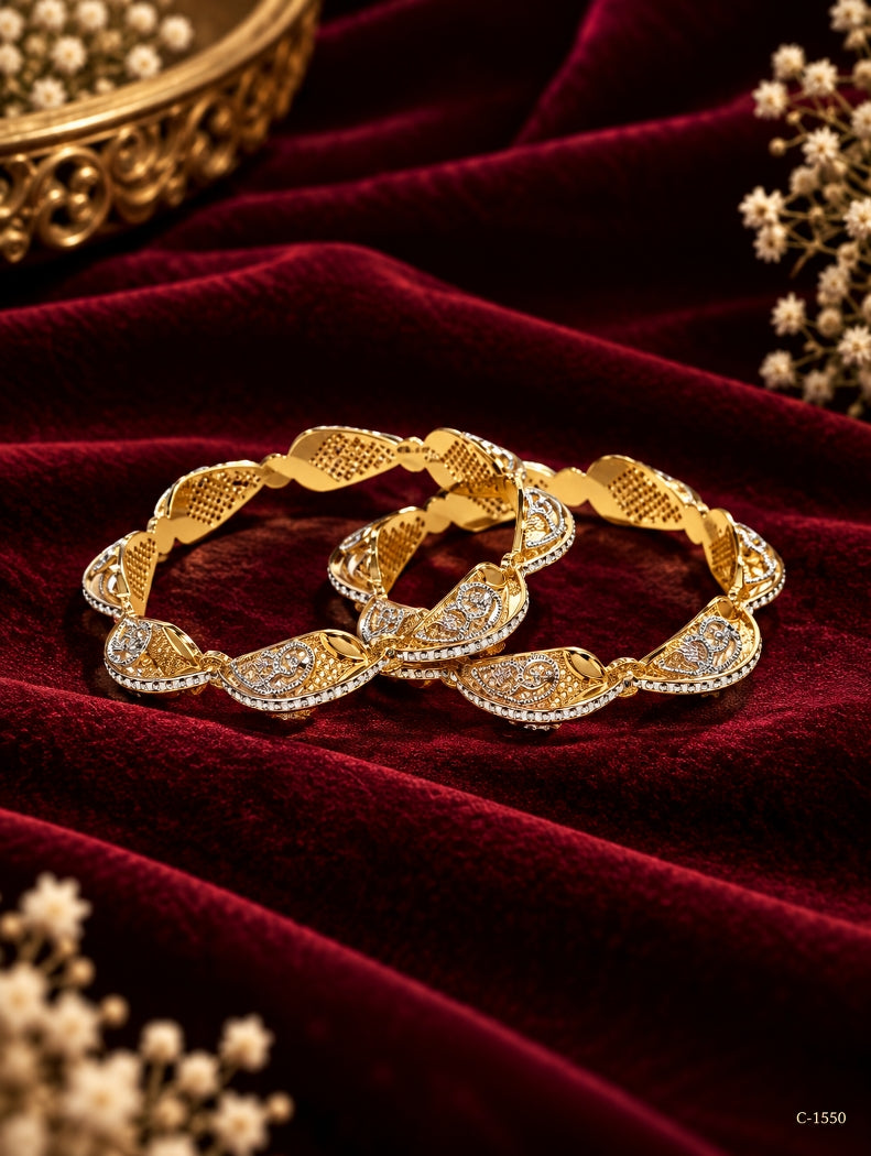 Gold Plated Traditional Bangles with Intricate Detailing Jewellery Set
