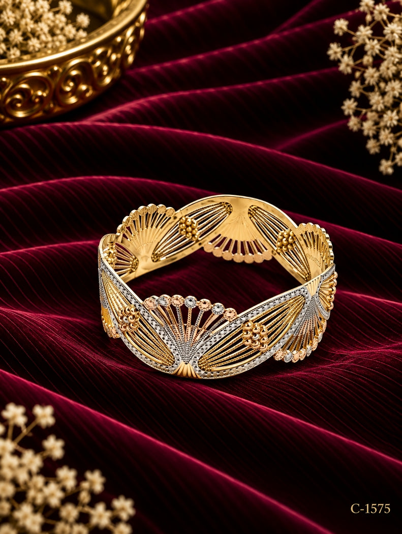Gold Plated Fan Bangles for Women, Festive Jewellery Set