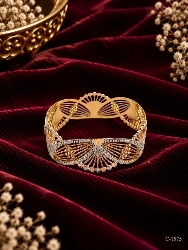 Gold Plated Fan Bangles for Women, Festive Jewellery Set