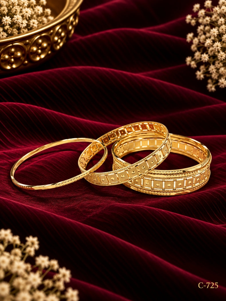 Gold Plated Geometric Bangles for Women Jewellery Set