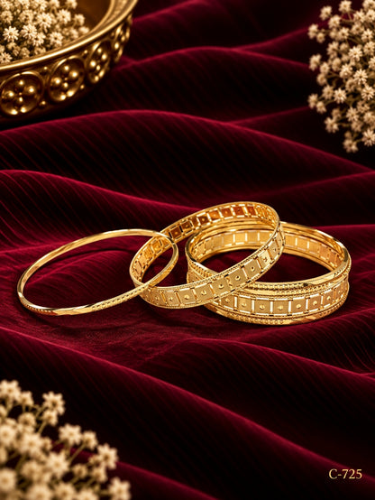 Gold Plated Geometric Bangles for Women Jewellery Set