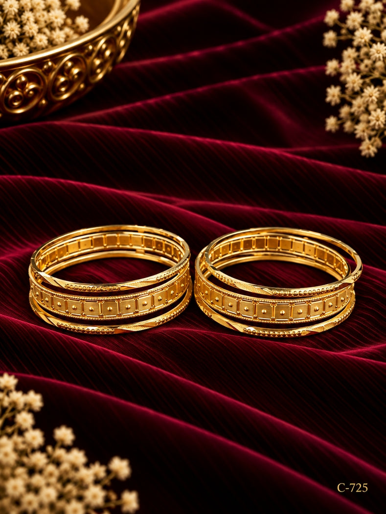 Gold Plated Geometric Bangles for Women Jewellery Set