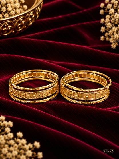 Gold Plated Geometric Bangles for Women Jewellery Set