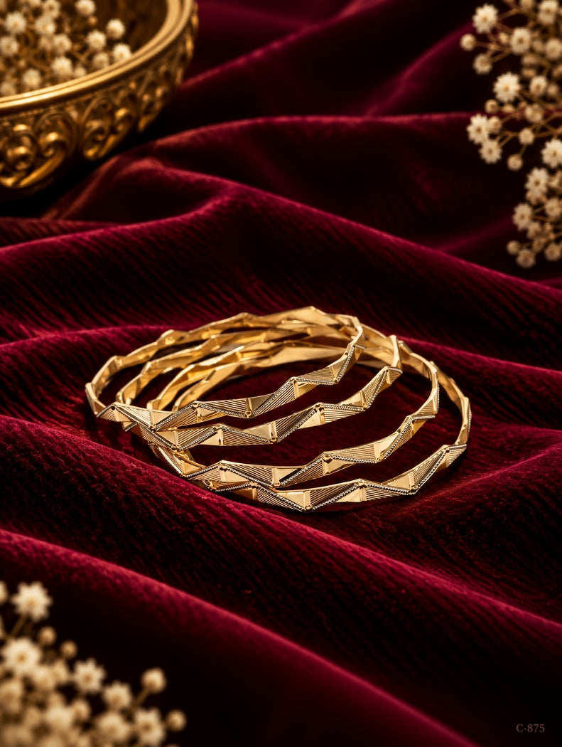 Gold Plated Zigzag Bangles for Women Jewellery Set