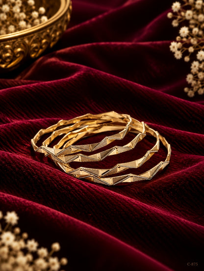 Gold Plated Zigzag Bangles for Women Jewellery Set