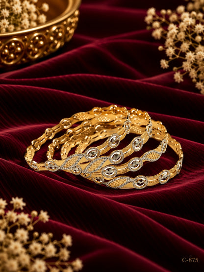 Gold Plated Designer Bangles with Stone Detailing Jewellery Set