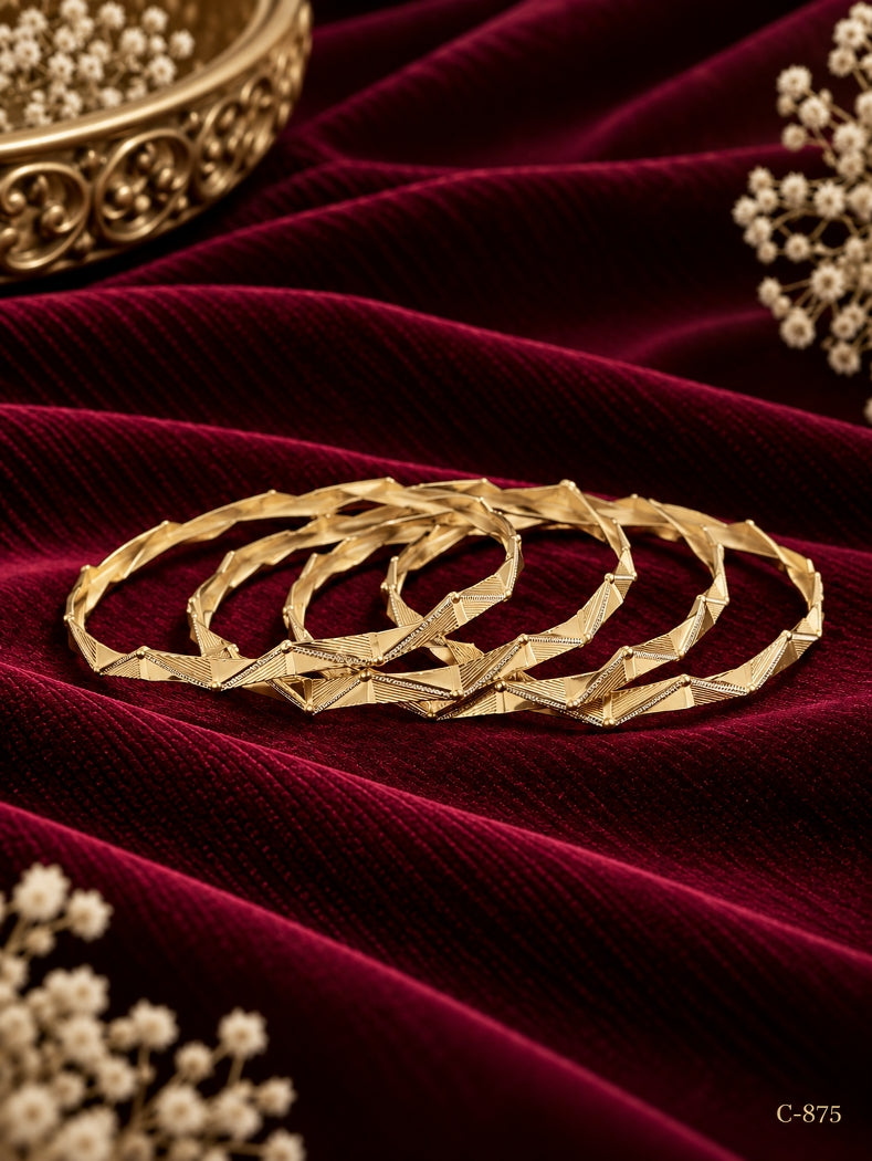 Gold Plated Zigzag Bangles for Women Jewellery Set