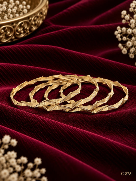 Gold Plated Zigzag Bangles for Women Jewellery Set