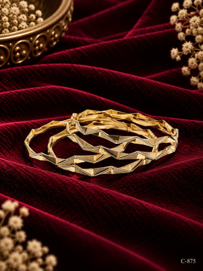 Gold Plated Zigzag Bangles for Women Jewellery Set