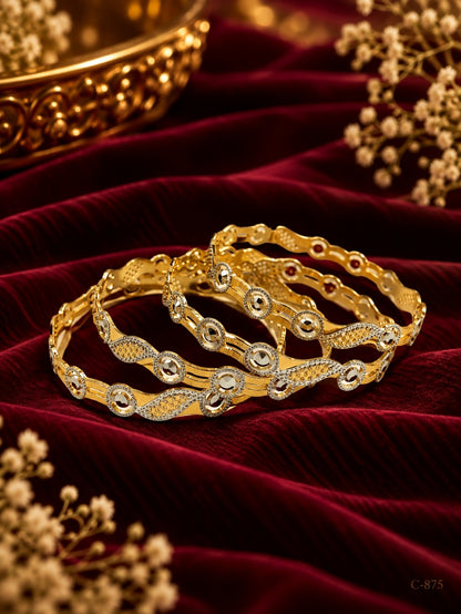 Gold Plated Designer Bangles with Stone Detailing Jewellery Set