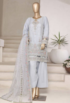 Powder Blue Embroidered Organza Suit with Farshi Salwar - Sadabahar