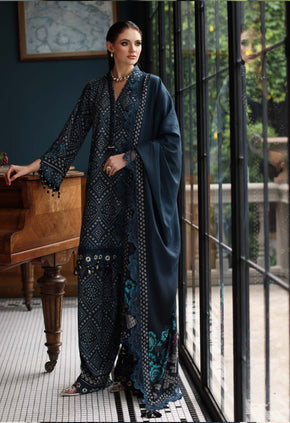 Blue Diamond Pattern Festive Attire Print Linen Suit Set - Charizma's Collection