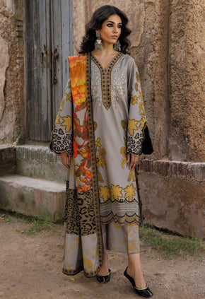 Grey Yellow Floral Animal Print Linen Suit Set - Charizma's Collection
