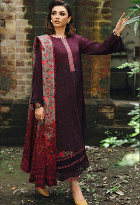 Maroon Red Floral Festive Print Linen Suit Set - Charizma's Collection