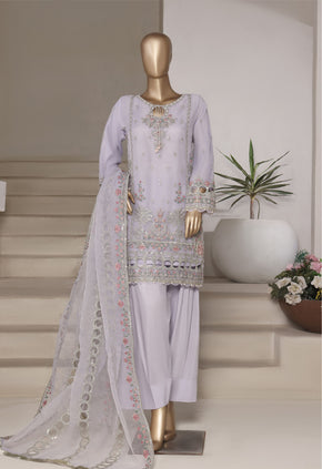 Lilac Hand Embroidered Organza Suit with Farshi Salwar - Sadabahar