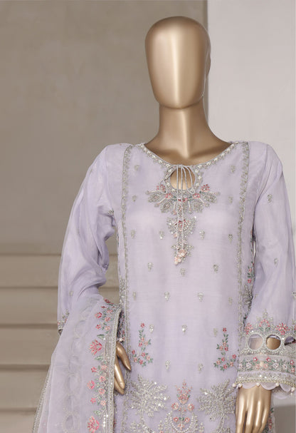Lilac Hand Embroidered Organza Suit with Farshi Salwar - Sadabahar