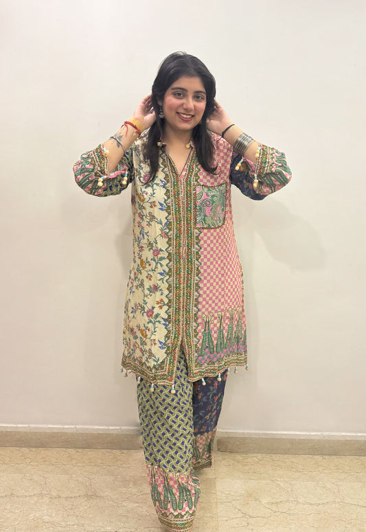 Multicolor Printed Crepe Suit with Modern Ethnic Touch