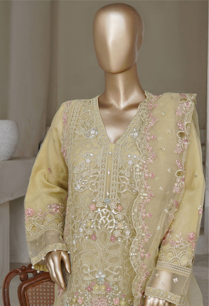 Yellow Embroidered Organza Suit - Sadabahar
