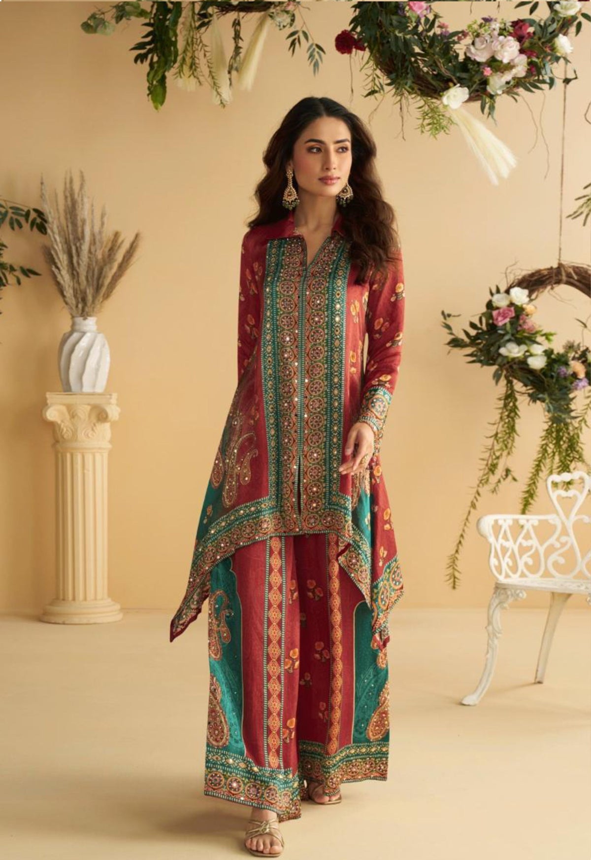 Designer Crepe Silk Printed Co-ord Set for Women - Zaalima Fashion