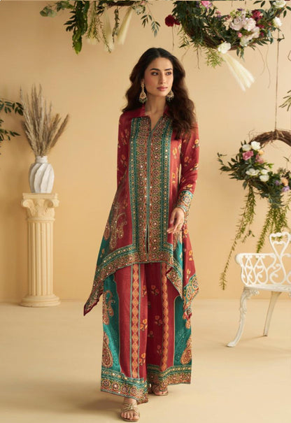 Designer Crepe Silk Printed Co-ord Set for Women - Zaalima Fashion