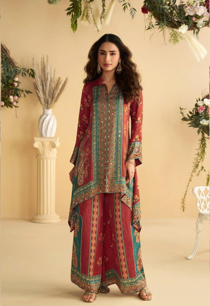 Designer Crepe Silk Printed Co-ord Set for Women - Zaalima Fashion
