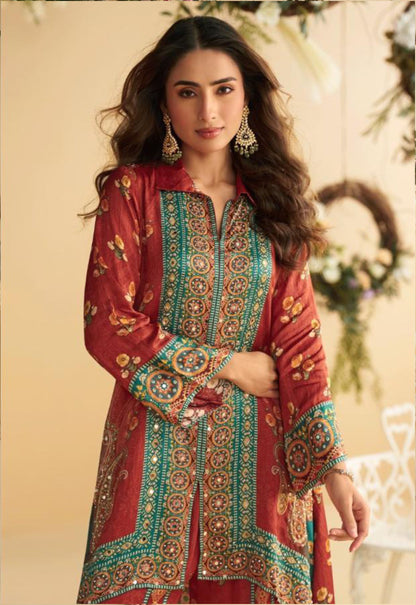 Designer Crepe Silk Printed Co-ord Set for Women - Zaalima Fashion