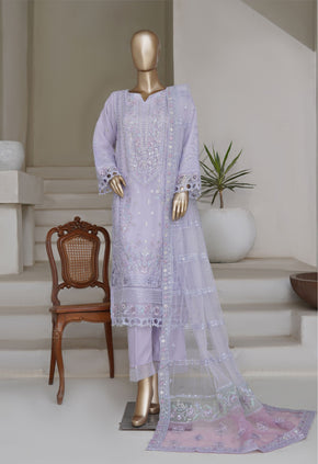 Lilac Purple Embroidered Organza Suit - Sadabahar