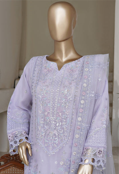 Lilac Purple Embroidered Organza Suit - Sadabahar