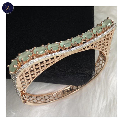 Rose Gold Plated Mint Green Stone Bangle