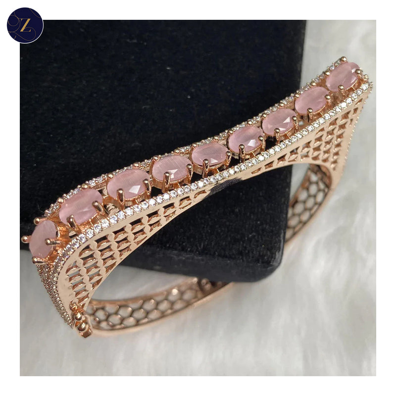 Rose Gold Plated Mint Green Stone Bangle