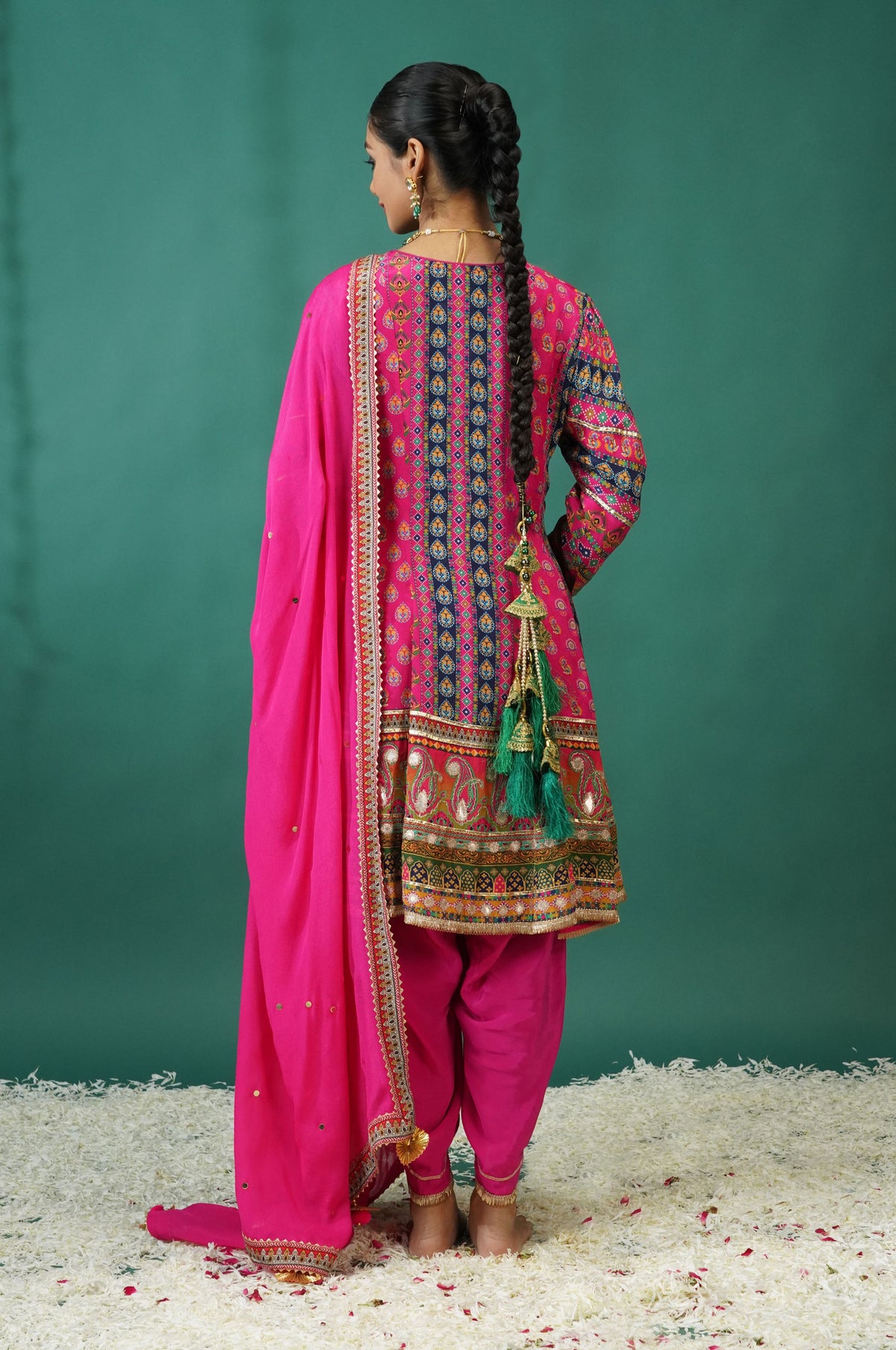 Baby Pink Embroidered Muslin Short Anarkali Suit Set | Noor-E-Rang